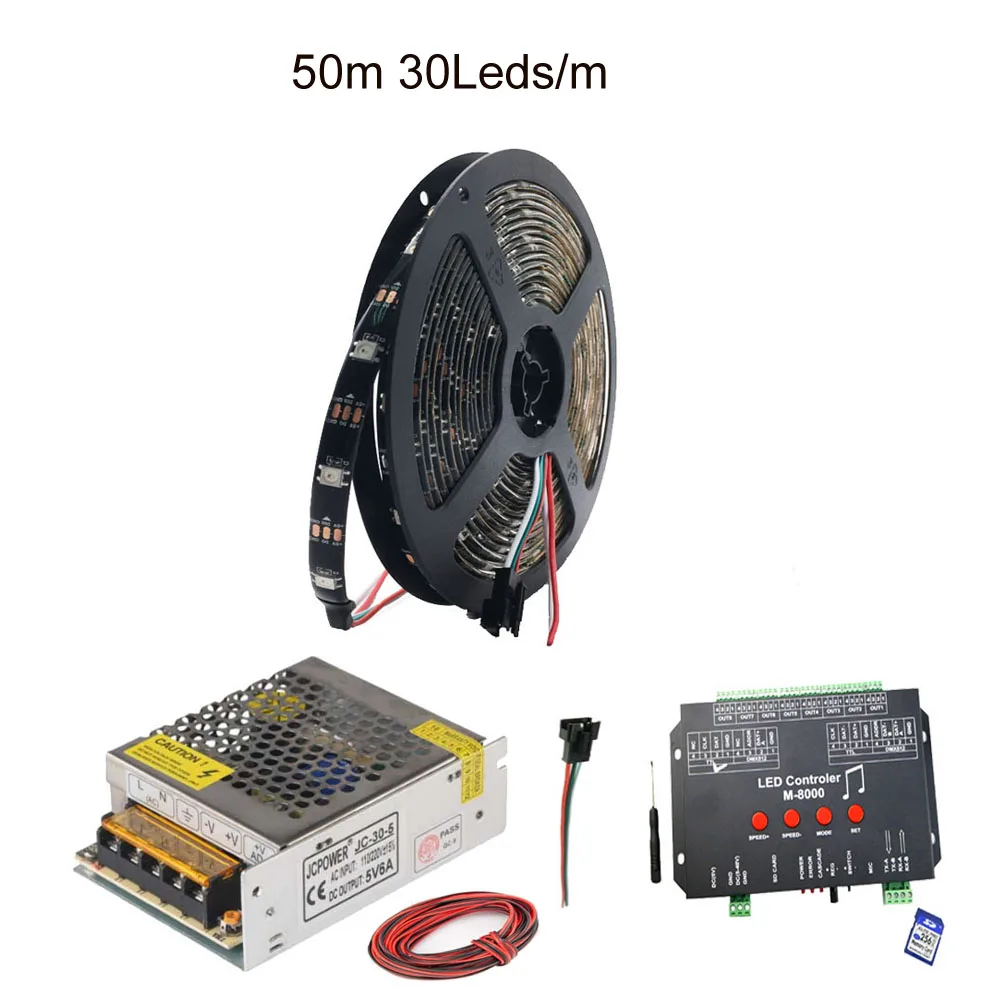Синий WS2812B WS2812 RGB светодиодный светильник лента M-8000 программируемая 8096 пикселей Музыка RGB Led контроллер DC5V Led Трансформатор комплект - Испускаемый цвет: Синий