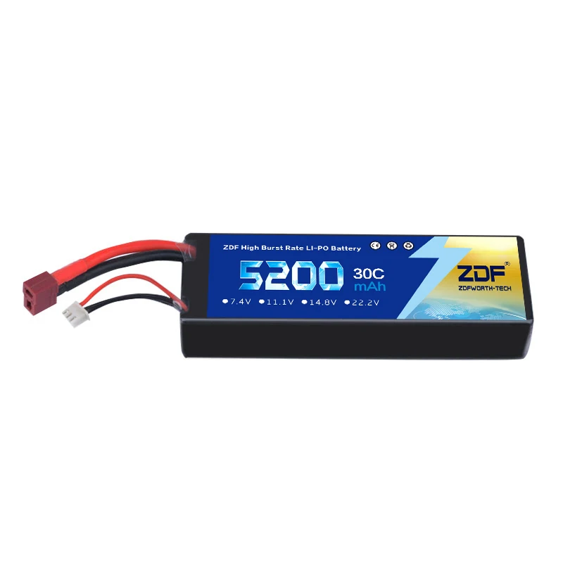 Жесткий чехол ZDF 5200 мАч Lipo Battery 7 4 V 30C 2S аккумулятор LiPo RC для радиоуправляемого Evader