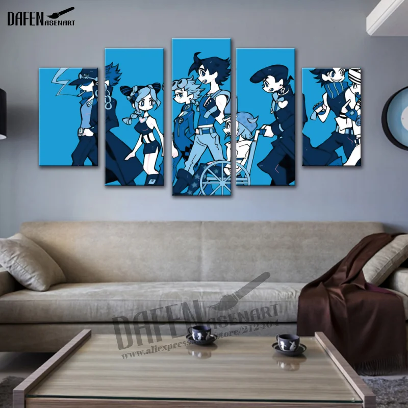 Аниме плакат настенная Картина на холсте 5 панелей Приключения настенные картины