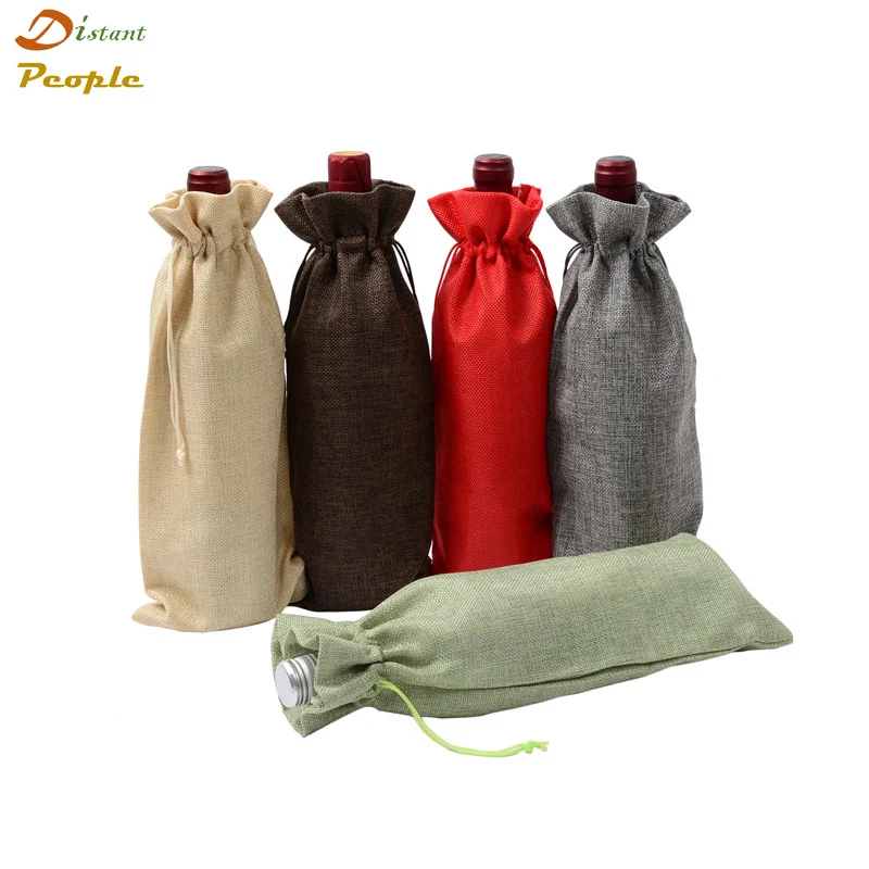 Джутовые Винные сумки Красный Чехлы для бутилок вина подарок Шампанское мешок из