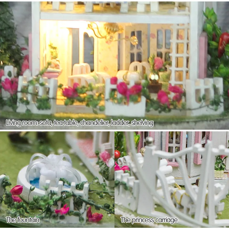 Деревянный дом сделай сам миниатюры с мебелью стеклянный шар Золушки замок
