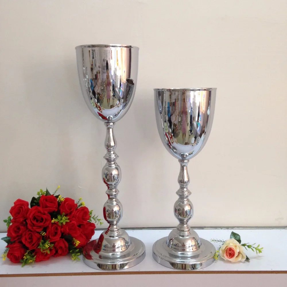 

Height Of 53cm / 20.8" Silver Wedding Flower vases Bling Table centerpiece Sparkling Road Leads Wedding Decoration 10PCS-Small