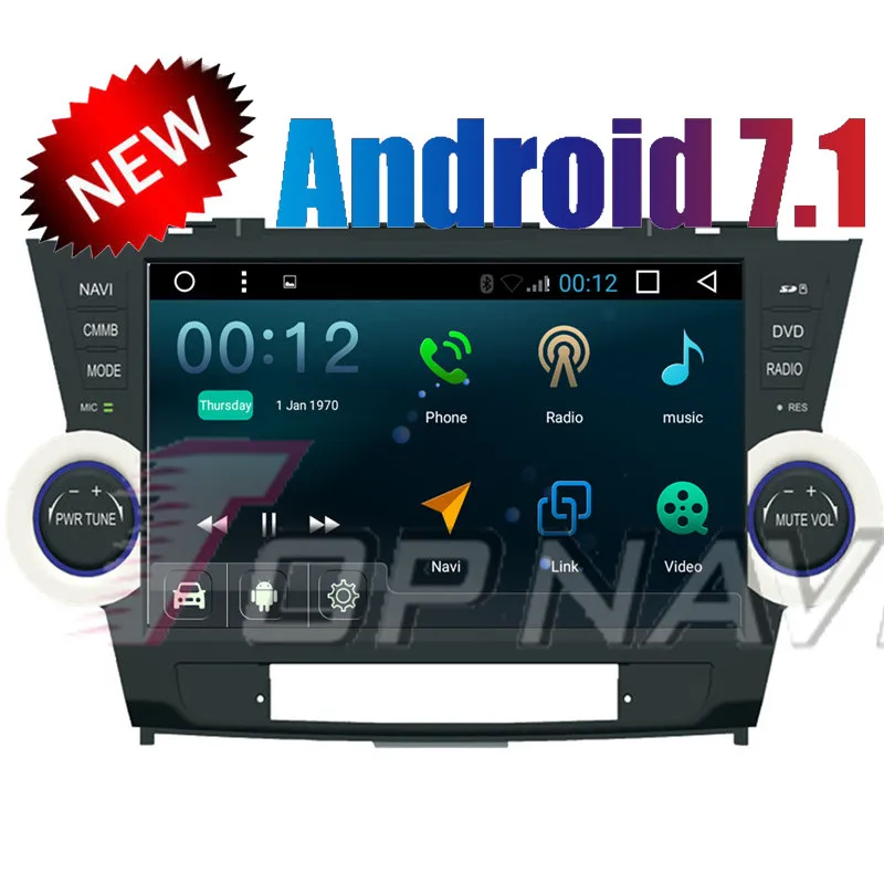 Topnavi 10 1 &quot1024*600 четырехъядерный Android 7 Автомобильный GPS навигатор для Toyota Highlander 2014