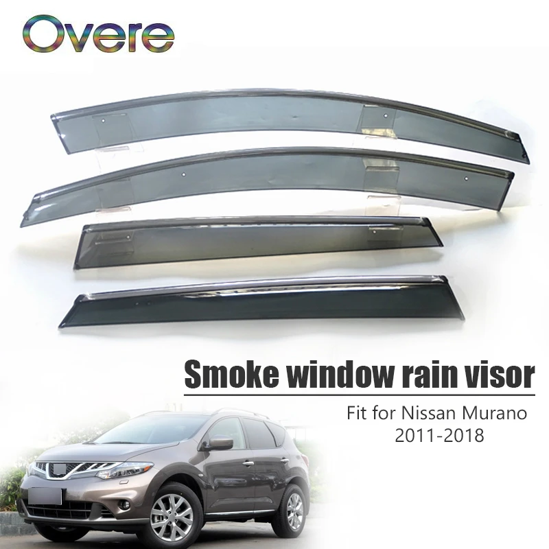 Overe 4 шт/1 Набор дымчатое окно дождевик для Nissan Murano 2011 2012 2013 2014 2015 2016 2017 2018 навесы