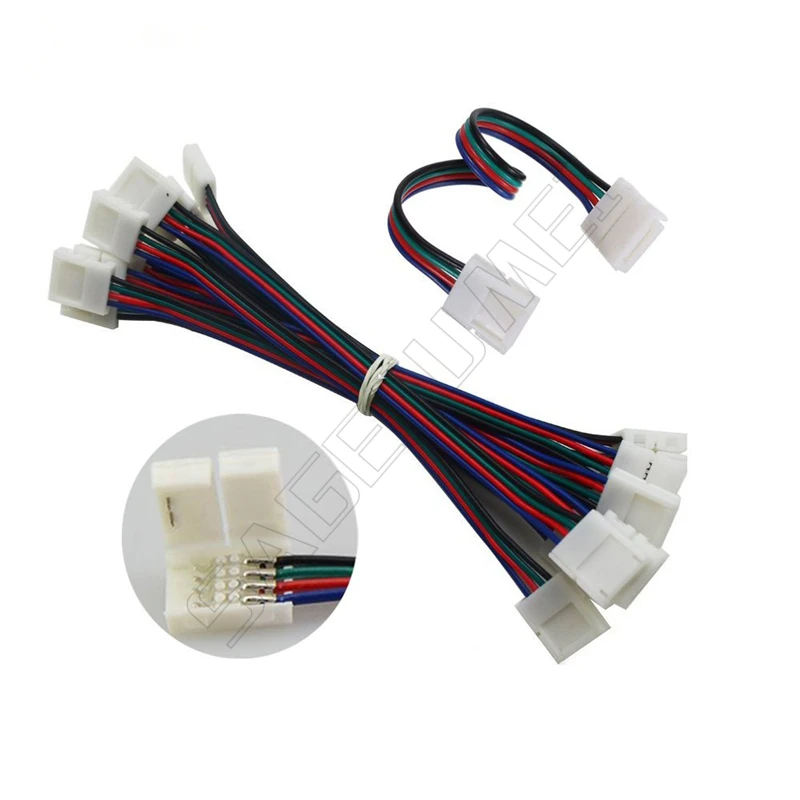 10/20/50 шт./упак. 4-контактный Соединительный угловой 4pin RGB Тип разъема: штепсельная розетка адаптер для 10 мм SMD 5050 3528 RGB Светодиодные ленты светильник