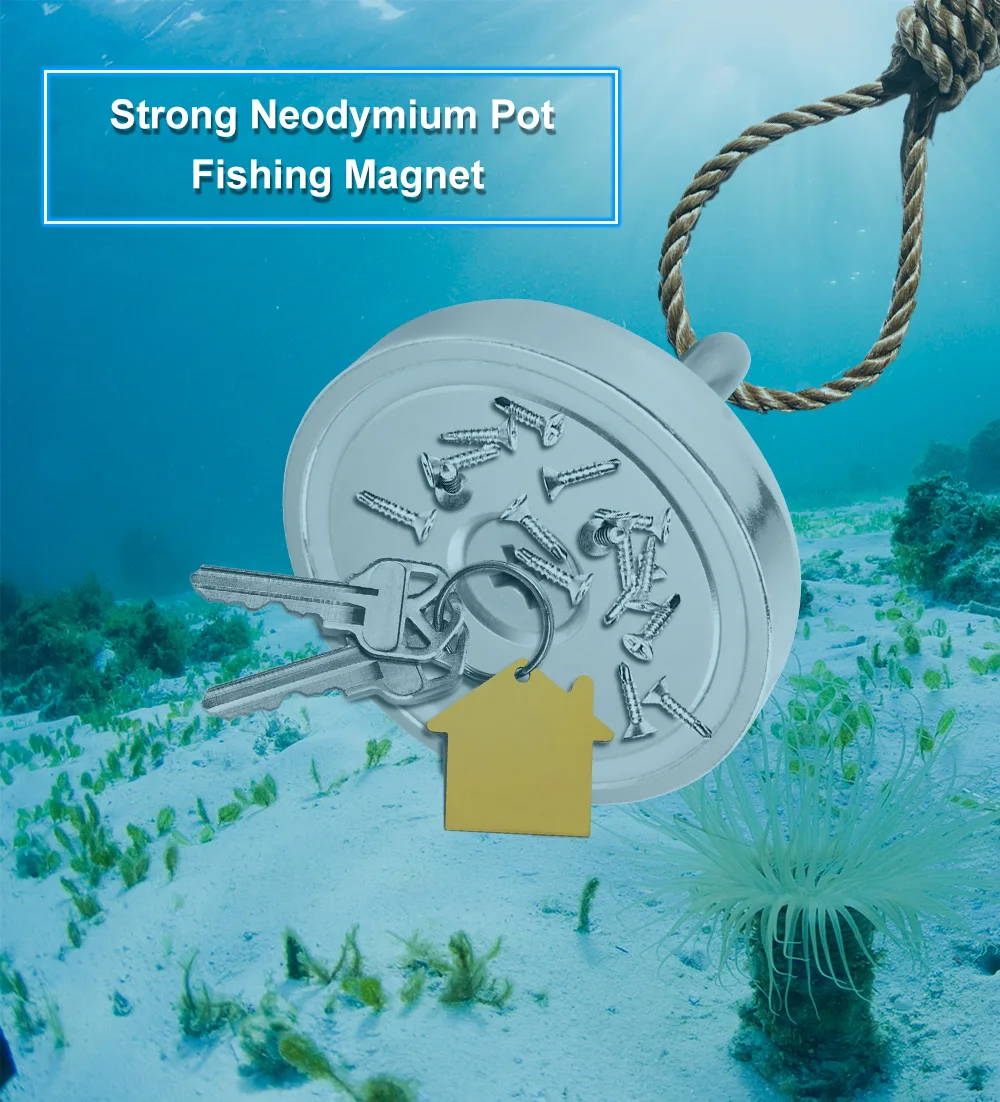 Сильный магнит рыболовный горшок магнит Deep Sea Salvage магнитный крючок постоянный неодимовый NdFeB магнитный рыболовный инструмент с веревкой