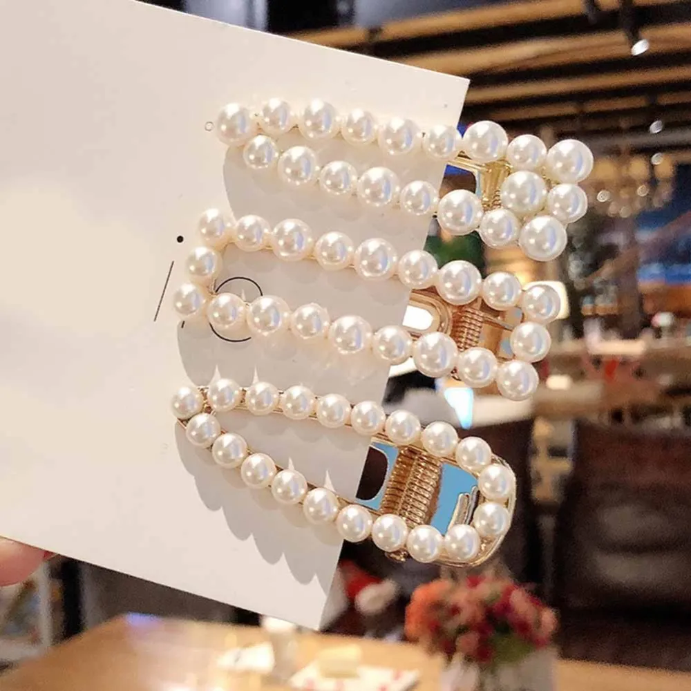 Полый имитация жемчуга с соской клип челка заколка для волос заколки женщин