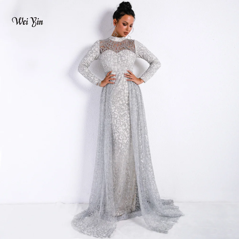 Женское вечернее платье-Кафтан weiyin Abaya длинное платье с блестками и длинными