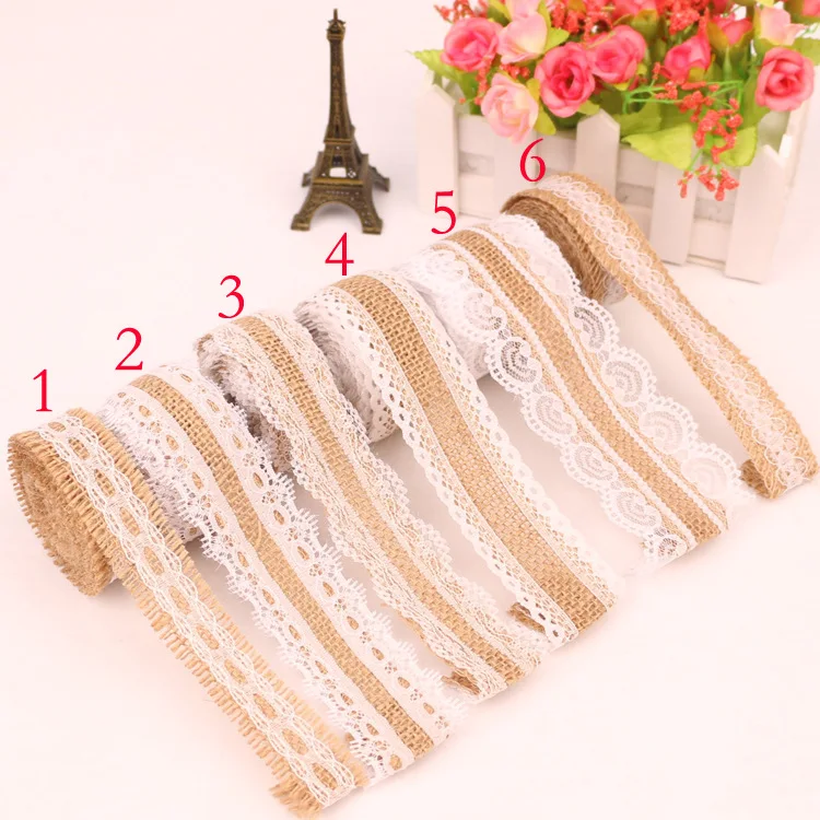 1M 25mm Natural Jute Burlap Rolls Hessian Ribbon Rustic Vintage Wedding Decor Lace Roll DIY Supplies | Дом и сад