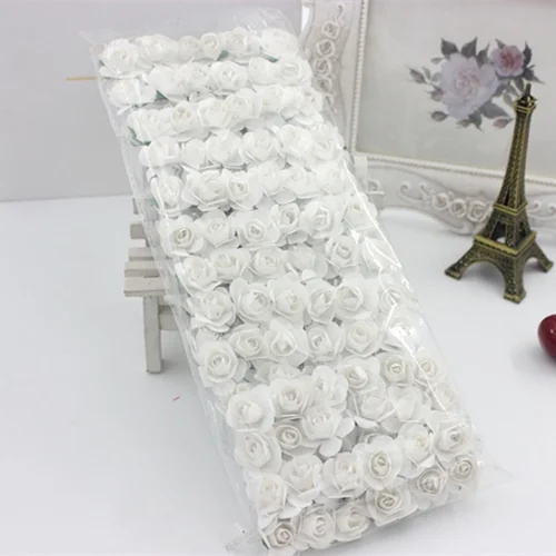 Yundfly 144pcs/pack Paper Rose Artificial Flowers For Wedding Home Decoration DIY Box Scrapbooking Garland Flowers