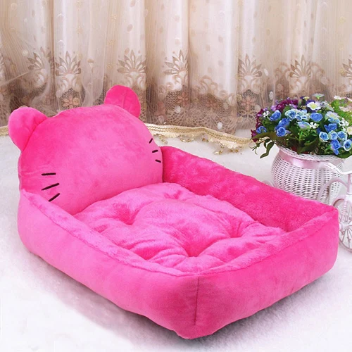 rose Red cartoon pet dog bed Animal Cartoon Shaped Dog House Sofa Puppy Flannel Kennel Cat Litter pet cat Mats big dog bed cat kennel Plush mat - Цвет: rose Red cartoon