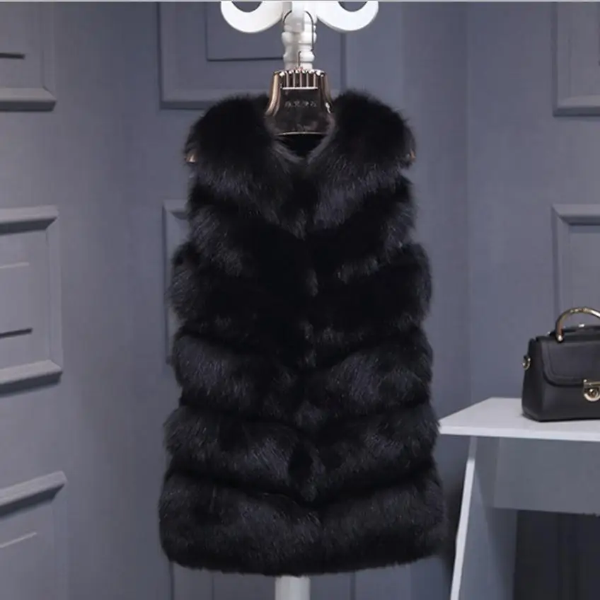 Новый Colete Feminino женский жилет из искусственного меха пальто без рукавов длинные
