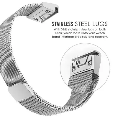 for Garmin watch Garmin fenix 5 3 5XPlus forerunner 935 945 Quick Fit Band Milanese Metal Band magnetic steel watchband