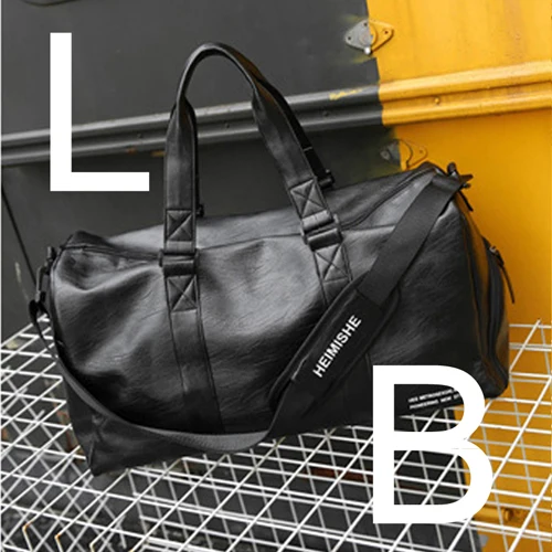 B Size L Black Спортивная сумка для женщин и мужчин, сумка для тренажерного зала фитнеса, кожаная обувь, мужская футболка для девушек, маленькая большая сумка для тренировок на открытом воздухе - Цвет: B Size L Black