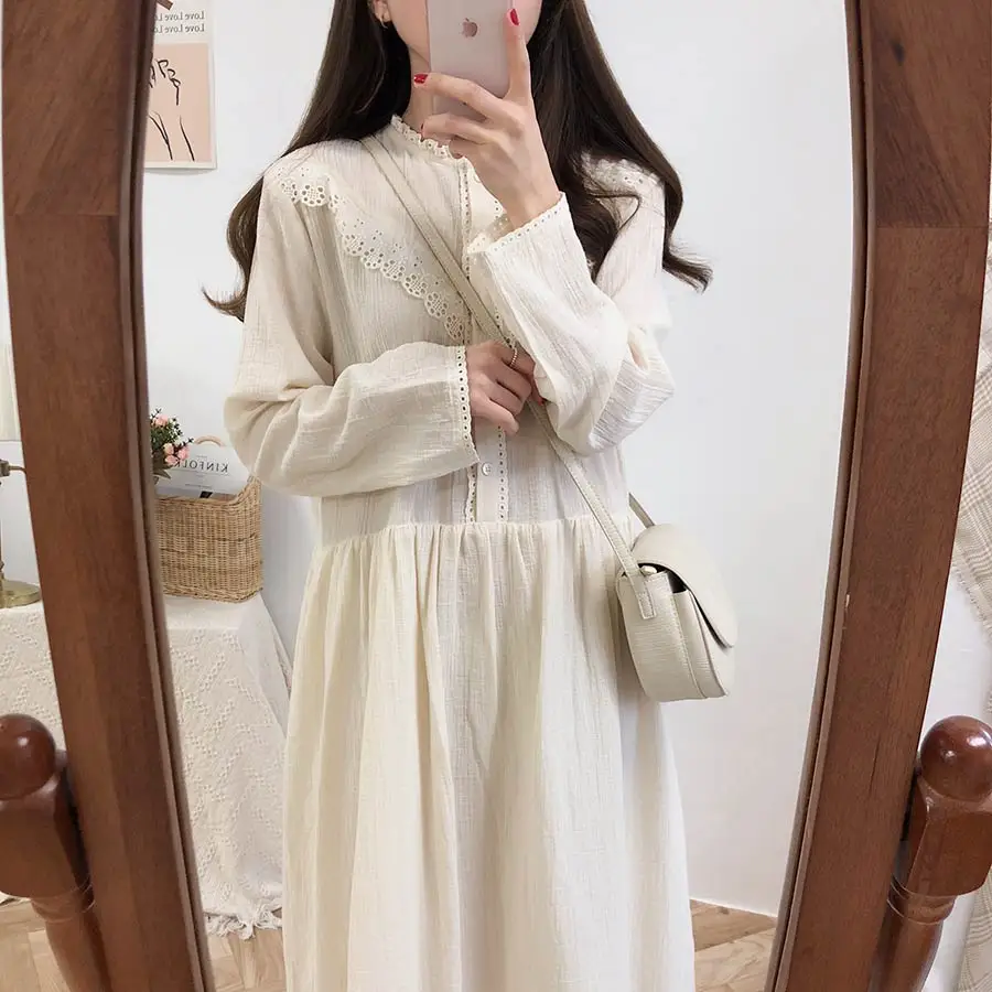 Новинка, S-XL, весеннее женское платье, повседневное, бохо, OL, повседневное, хлопок, лен, длинный рукав, женские платья, женское платье, robe femme Vestido