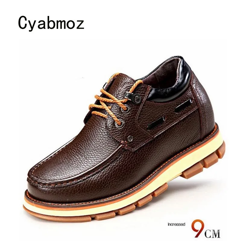 Cyabmoz/Мужская обувь из натуральной кожи визуально увеличивающая рост на скрытом