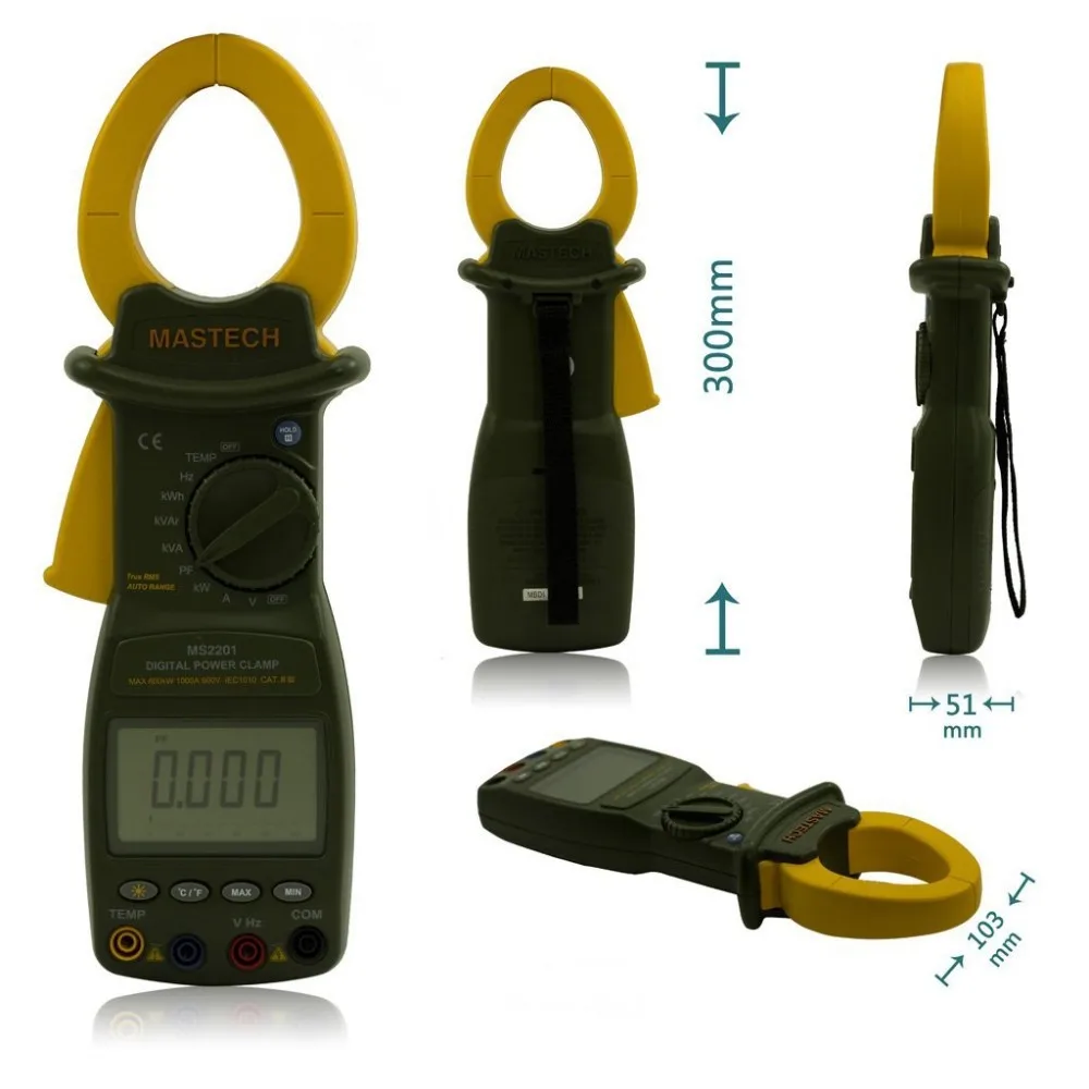 MASTECH MS2201 Цифровой мультиметр для авто True RMS Активный/Видимый/реактивный мультиметр Мощность фактор счетчик; Амперметр; вольтметр