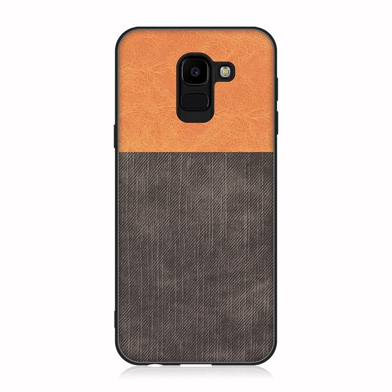 Shockproof Business Back Full Cover For Samsung J8 J6 J4 Plus 2018 J7 J5 J3 Denim Fabric Splice Soft Silicone Edge Case estojo |