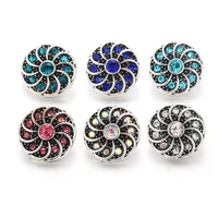 10pcslot new rotate flower snap jewelry 12mm snap buttons with rhinestone charm button fit snap bracelets bangles for women
