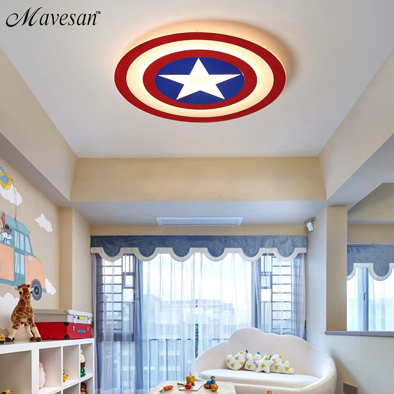 Luces LED De Techo para niños, lámpara acrílica con Control remoto para habitación De estudio Bedoom, Capitán América
