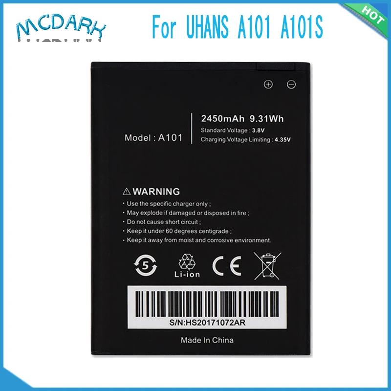 Аккумулятор для UHANS A101 A101S Bateria Batterij аккумулятор 2450mAh|2450mah|accumulatorbatery for |