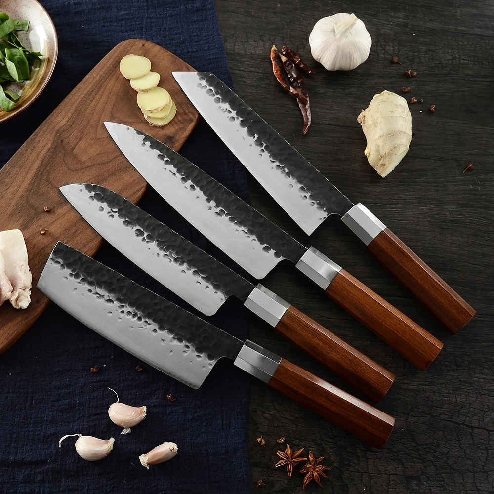 XYj 4 шт. ручной работы кованый нож из углеродистой стали набор 8 ''Chef 8'' Cleaver 7