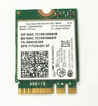 

Wholesale New For Intel Dual Band Wireless-N 7260 AN 7260NGW NGFF 802.11AN WIFI For Bluetooth BT4.0 Card For HP SPS 717379-001