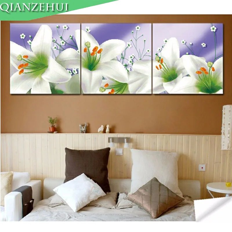 QIANZEHUI вышивка DIY серия цветов лилии крестиком наборы для вышивки lilium casa blanca | Дом и