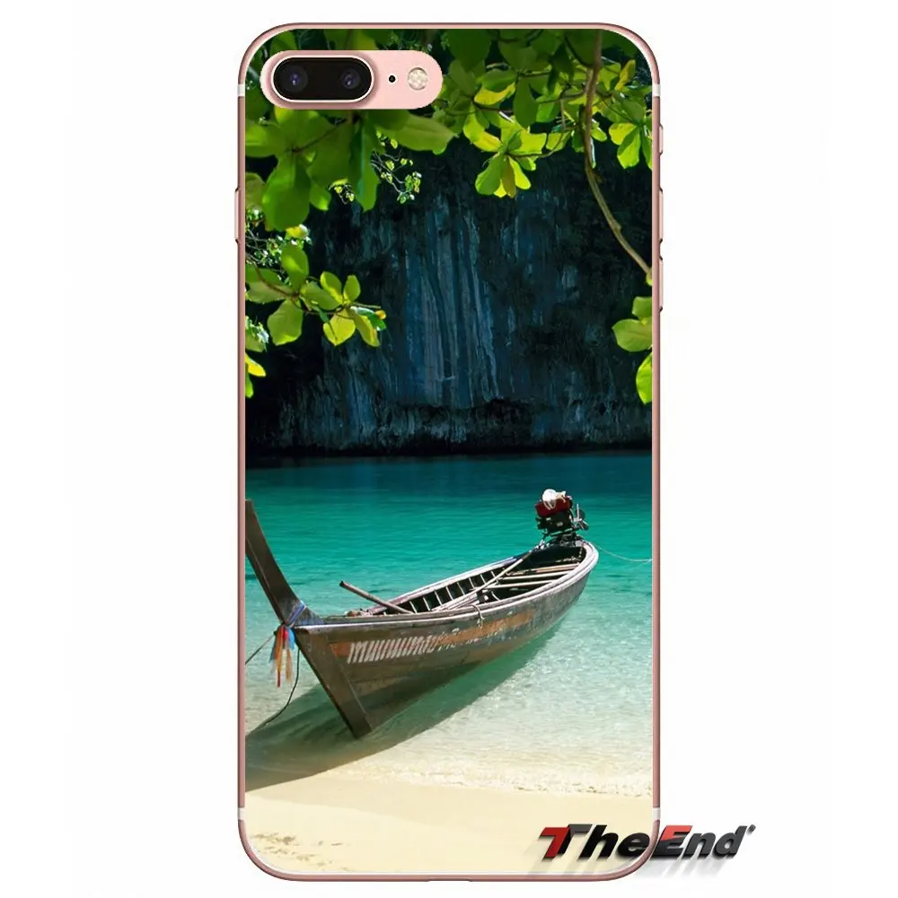 Для samsung Galaxy S2 S3 S4 S5 MINI S6 S7 edge S8 Plus Note 2 3 4 5 большое ядро Prime Boat at the sea side силиконовый