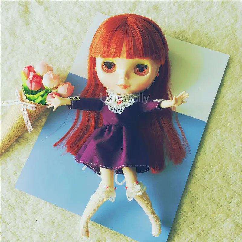 Новинка 2018 1 комплект модный костюм (фиолетовое платье + носки) для 1/6 Blyth Azone Licca