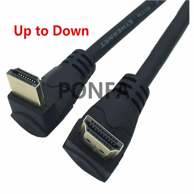 HDMI 2,0 локтевой кабель 4K* 2K@ 60HZ HDMI 2,0 V папа вниз или вверх под углом к HDMI v2.0 папа вверх и вниз угол кабеля 30 см 60 см 1,8 м 1 фут 2 фута - Цвет: Up to Down