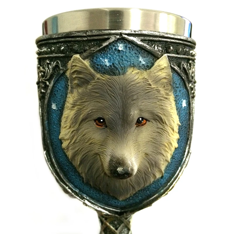 Индивидуальный 3D бокал с головой волка для позвоночника из нержавеющей стали