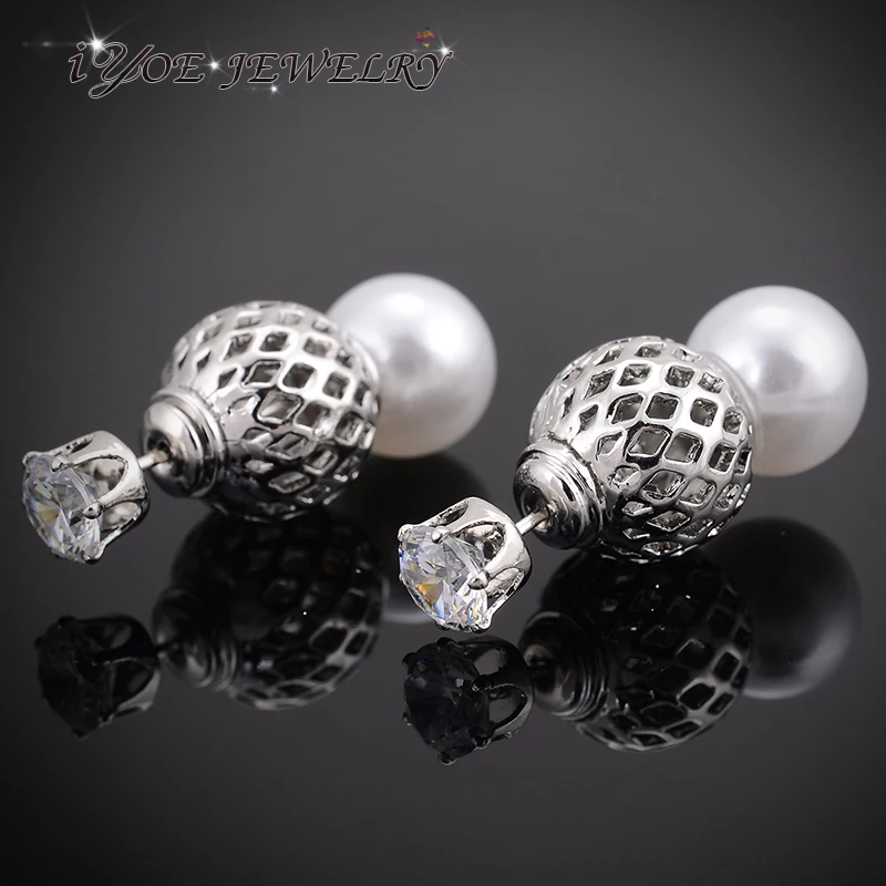 IYOE двухслойные серьги из искусственного жемчуга золотого цвета с австрийскими