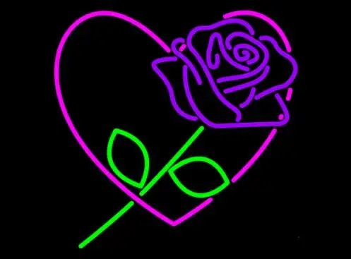 

Изготовленный На Заказ Пурпурная роза любовь Стекло неоновый светильник вывеска пивной бар