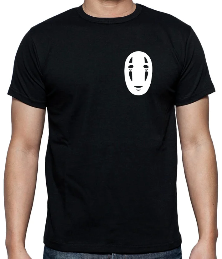 Мужская футболка с надписью Spirited Away No Face inspired черная в стиле fan art Studio Ghibli крутая