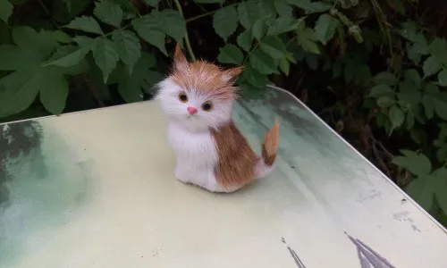 

simulation cat about 9x7cm Handmade craft model toy,polyethylene&furs toy,home decoration Xmas gift w4067