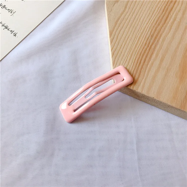 light pink Цвет Квадратные, карамельные заколки для волос сплав девушка шпилька Лето Мультяшные волосы аксессуары BB клип с модным принтом заколки - Цвет: light pink