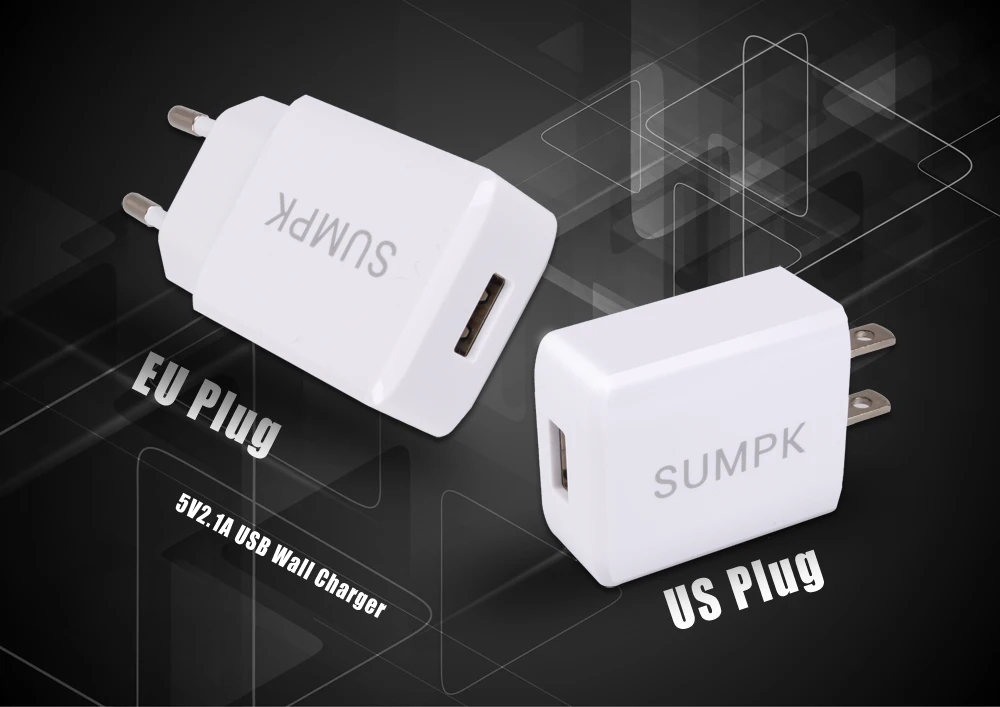 SUMPK 5V2. 1A USB настенное зарядное устройство EU US plug Универсальный мобильный телефон дорожный адаптер питания для iPhone 7 6 6plus для samsung LG htc