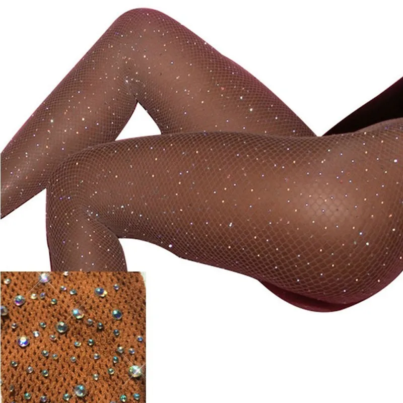 not open crotch Женские чулки со стразами ажурные чулки, колготки Femme Medias De Mujer Collant Femme прозрачный алмаз Рождество SW065 - Цвет: not open crotch