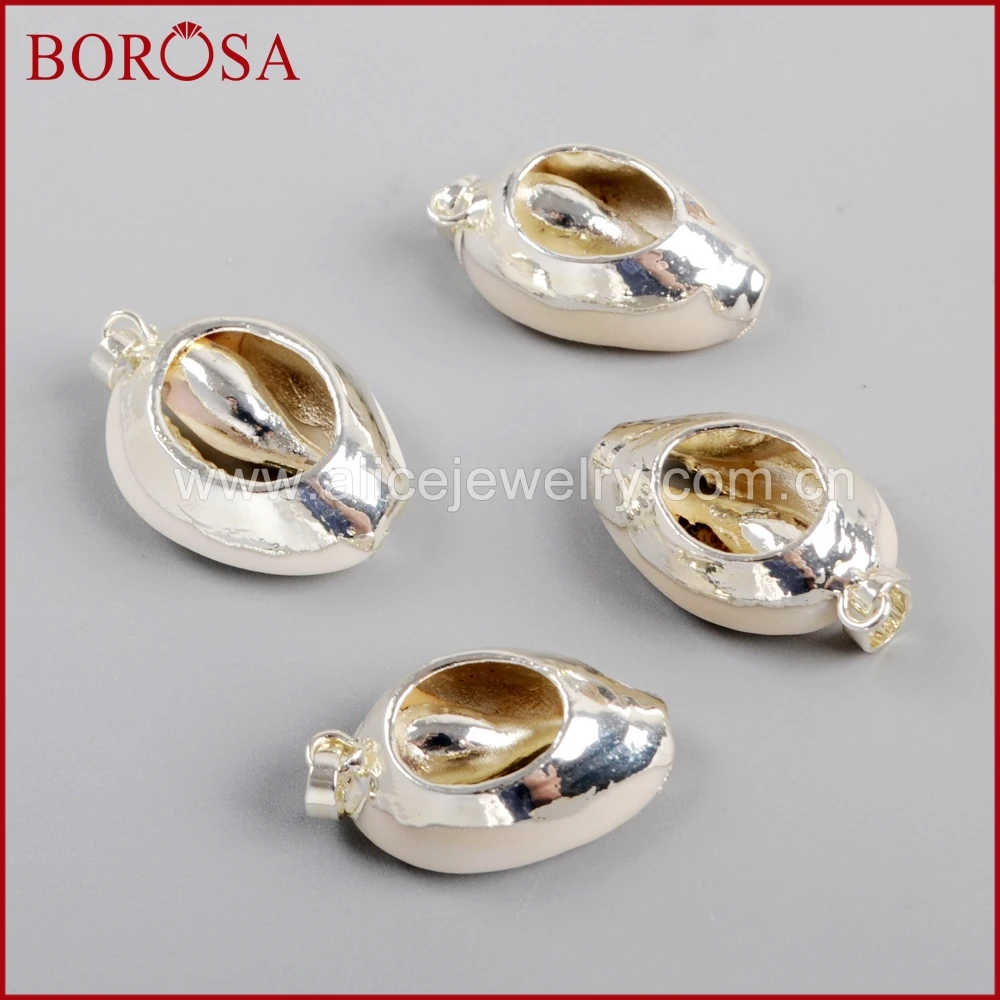 BOROSA 10 шт Стильный натуральный серебристый цвет Cowrie Shell Кулон Бусы из драгоценных