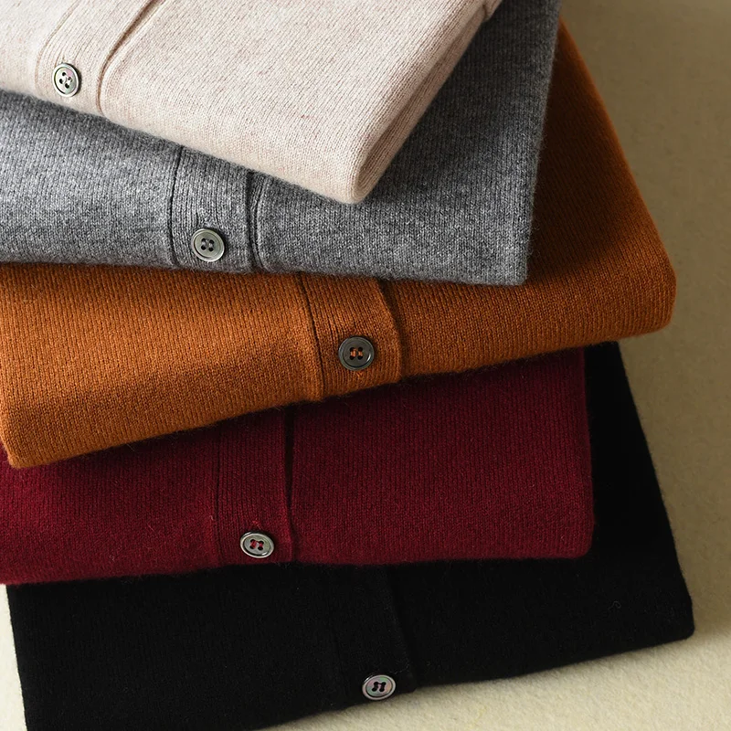 Women Jackets 100% Cashmere and Wool Knitting Cardigans Ladies Vneck Long Cardigan 6colors Woman Clothes Girl Tops Soft Sweaters |