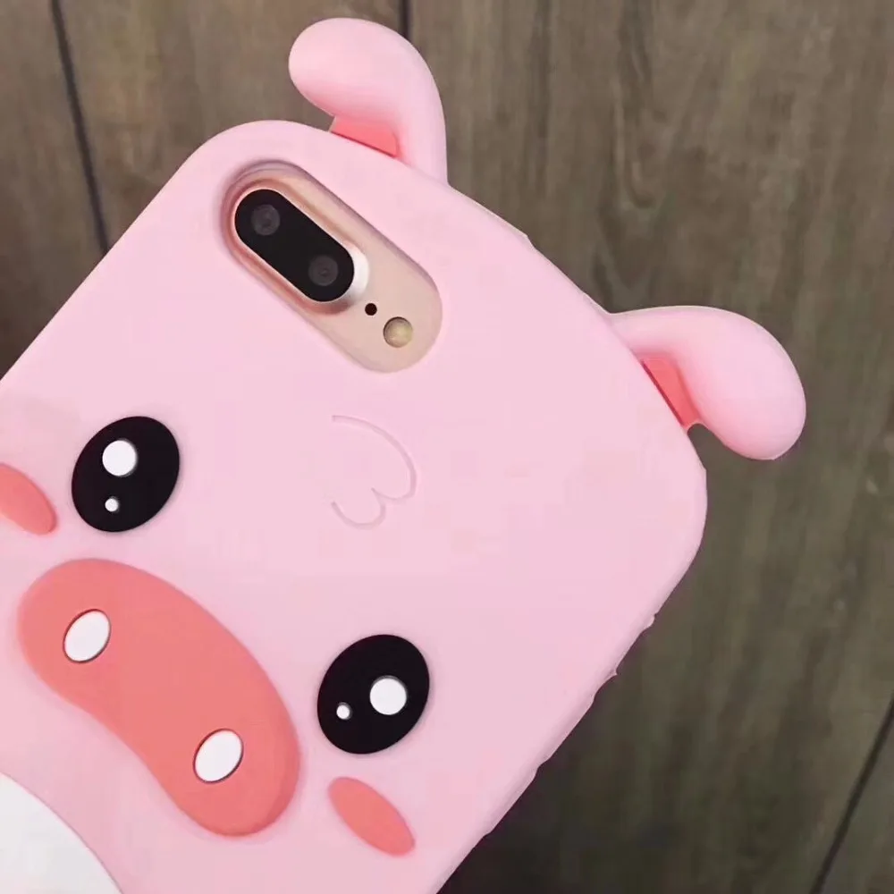 3D мультяшный милый QQ свинка Мягкая силиконовая задняя крышка для iPhone 5 5s SE 5C 6 6s X XR