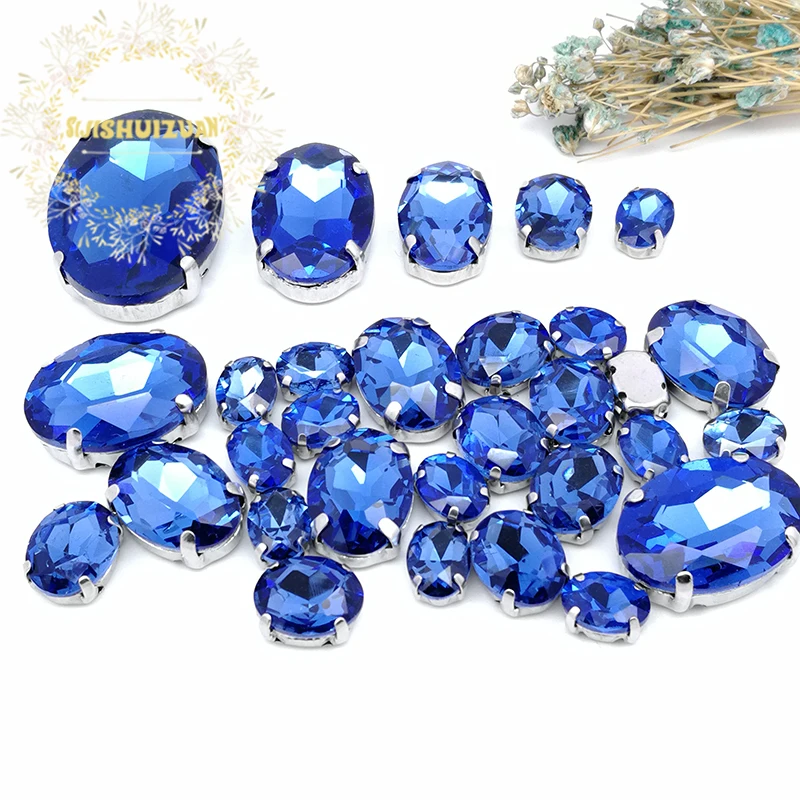 Новинка! Смешанный светильник сапфировое стекло овального размера Стразы для