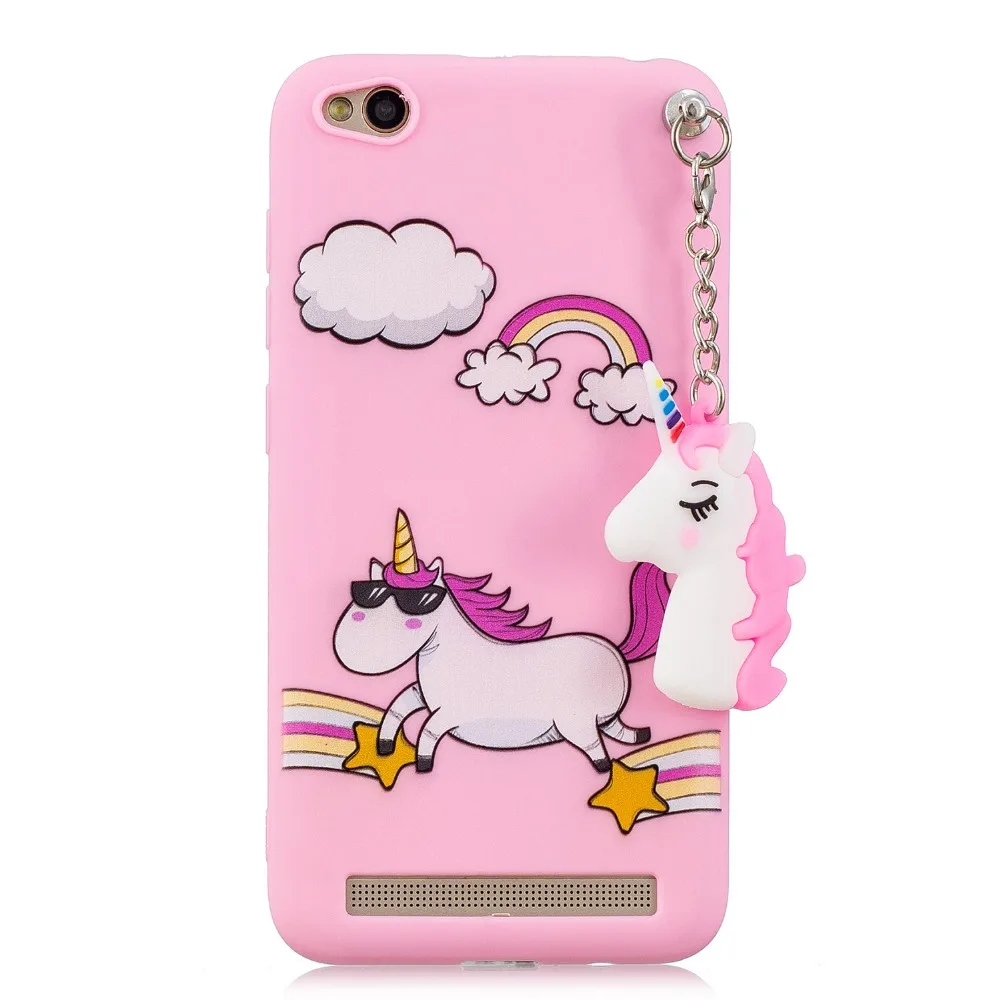 FULAIKATE Case for Xiaomi Redmi 5A Lovely Cartoon Unicorn Pendant Soft Back Cover 5a TPU Candy Color Cases |