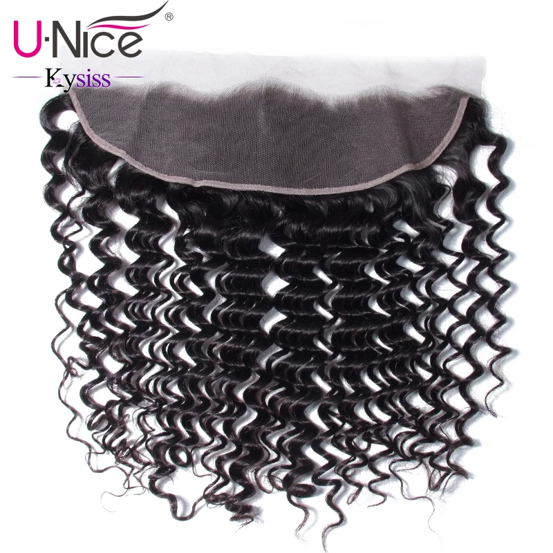 UNice Hair 8A Kysiss Series Malaysian Virgin Bundles With Lace Frontal 4 PCS Deep Wave Human Extension Natural Color | Шиньоны и парики