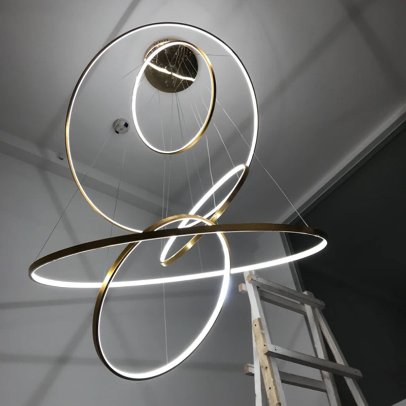 

Post Modern round Led Chandeliers Light Simple Newest Globe Design For living Room Restaurant Indoor Lighting Gold/Chrome 5Rings