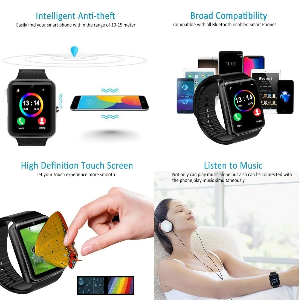 2018 Best Bluetooth Android Smart Watch Touch Screen Sleep Monitor Mobile Phone Smartwat for Kids Children Men Women Smat | Электроника