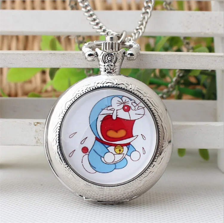 2017 Japanese anime &quotDoraemon&quot Sad Doraemon drop shopping vintage Pocket watch necklace&amppendants women&ampmen long necklaces H039 |