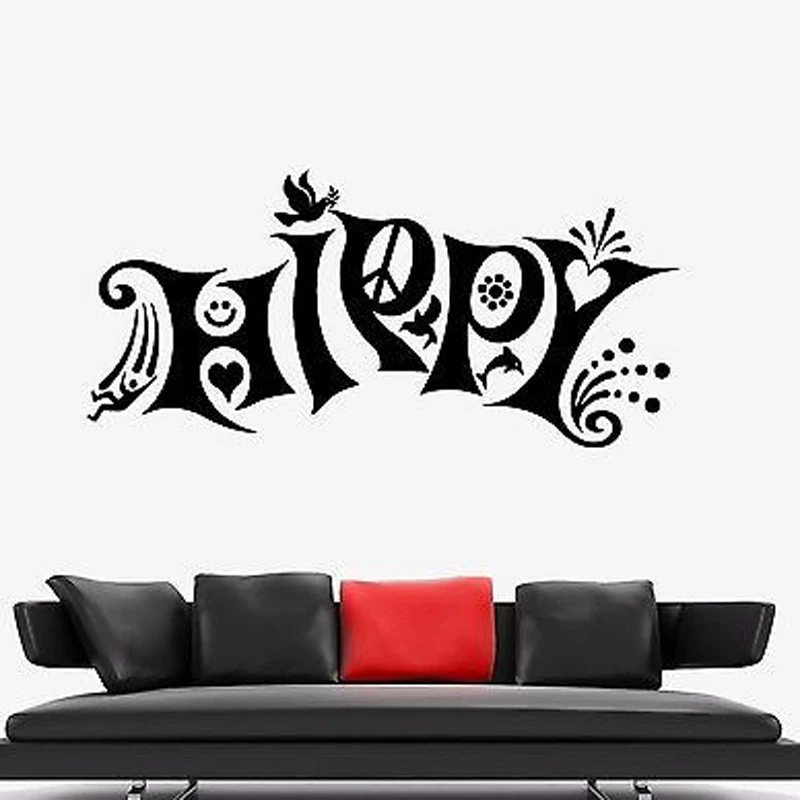 Виниловая наклейка на стену хиппи любовь музыка свобода сорняки настенные