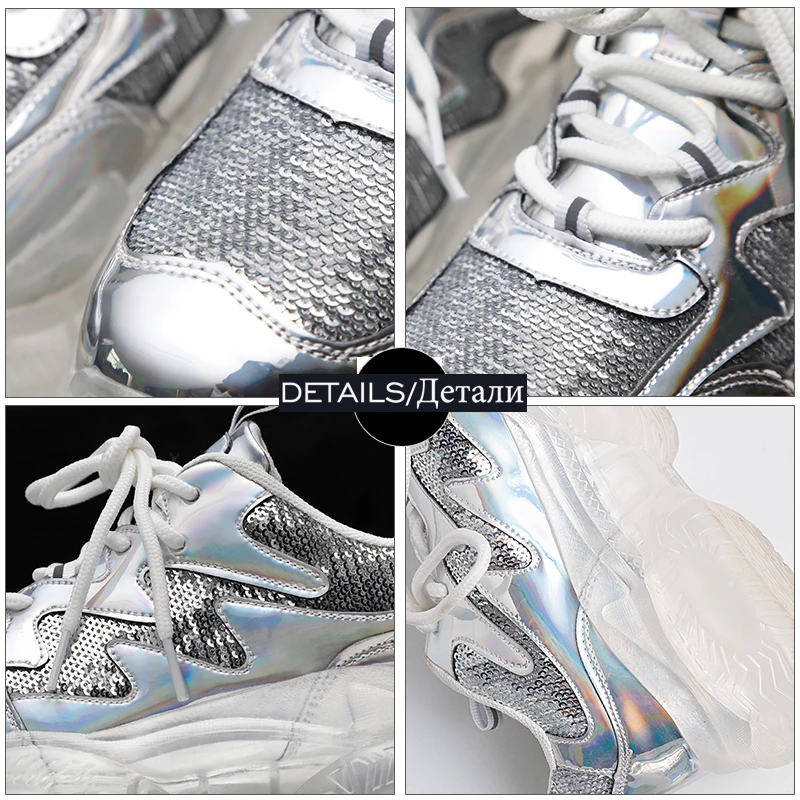 Прозрачные плоские кроссовки ISNOM женская обувь на платформе с круглым носком